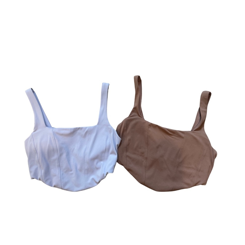 Purple and Brown Crop Top Sports Bras XS